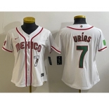 Women's Mexico Baseball #7 Julio Urias Number 2023 White World Classic Stitched Jersey4