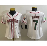 Women's Mexico Baseball #7 Julio Urias Number 2023 White World Classic Stitched Jersey6