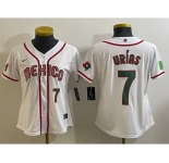 Women's Mexico Baseball #7 Julio Urias Number 2023 White World Classic Stitched Jersey7