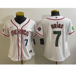 Women's Mexico Baseball #7 Julio Urias Number 2023 White World Classic Stitched Jersey