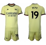 Arsenal F.C #19 Nicolas Pépé Away Soccer Jersey with Shorts1