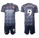 Arsenal F.C #9 Lacazette Away Soccer Jersey with Shorts4