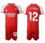 Men's Arsenal F.C #12 Jurrien Timber Red 2025 Home Soccer Jersey Suit