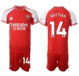 Men's Arsenal F.C #14 Eddie Nketiah Red 2025 Home Soccer Jersey Suit