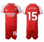 Men's Arsenal F.C #15 Jakub Kiwior Red 2025 Home Soccer Jersey Suit