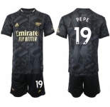 Men's Arsenal F.C #19 Nicolas Pépé 2023 Black Away Soccer Jersey Suit