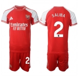 Men's Arsenal F.C #2 William Saliba Red 2025 Home Soccer Jersey Suit