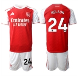 Men's Arsenal F.C #24 Reiss Nelson 2026 Red Home Soccer Jersey Suit
