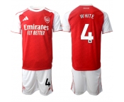 Men's Arsenal F.C #4 Ben White 2026 Red Home Soccer Jersey Suit