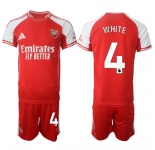 Men's Arsenal F.C #4 Ben White Red 2025 Home Soccer Jersey Suit