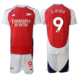 Men's Arsenal F.C #9 Gabriel Jesus 2024 Red Home Soccer Jersey Suit