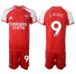 Men's Arsenal F.C #9 Gabriel Jesus Red 2025 Home Soccer Jersey Suit