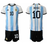 Men's Argentina #10 Diego Maradona White Blue Soccer Jersey Suit