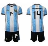 Men's Argentina #14 Mascherado White Blue Home Soccer Jersey Suit