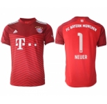 Men's FC Bayern M端nchen #1 Neuer Red Home Soccer Jersey