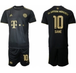 Men's FC Bayern M端nchen #10 Leroy San辿 Black Away Soccer Jersey with Shorts
