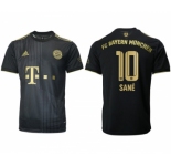 Men's FC Bayern München #10 Leroy Sané Black Away Soccer Jersey