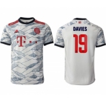 Men's FC Bayern M端nchen #19 Alphonso Davies White Away Soccer Jersey