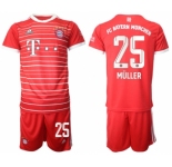 Men's FC Bayern M端nchen #25 Thomas M端ller 22-23 Red Home Soccer Jersey Suit