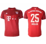 Men's FC Bayern München #25 Thomas Müller Red Home Soccer Jersey