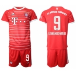 Men's FC Bayern M端nchen #9 Robert Lewandowski 22-23 Red Home Soccer Jersey Suit
