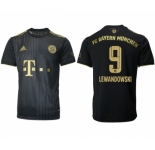 Men's FC Bayern M端nchen #9 Robert Lewandowski Black Away Soccer Jersey1