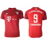 Men's FC Bayern M端nchen #9 Robert Lewandowski Red Home Soccer Jersey1