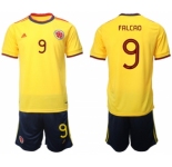 Men's Colombia #9 Falcao Yellow Home Soccer Jersey Suit
