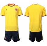 Men's Colombia Blank Yellow Home Soccer Jersey Suit