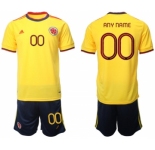 Men's Colombia Custom Yellow Home Soccer Jersey Suit