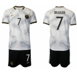 Men's Germany #7 Draxler White Home Soccer Jersey Suit