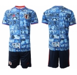 Men's Japan Blank Blue Home Soccer Jersey Suit