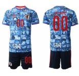 Men's Japan Custom Blue Home Soccer Jersey Suit