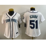 Youth Seattle Mariners #51 Ichiro Suzuki White Cool Base Stitched Baseball Jersey