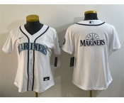 Youth Seattle Mariners Team Big Logo White Cool Base Stitched Baseball Jersey