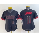 Women's Cincinnati Reds #11 Barry Larkin Number Black 2023 City Connect Cool Base Stitched Jersey2