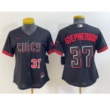 Women's Cincinnati Reds #37 Tyler Stephenson Number Black 2023 City Connect Cool Base Stitched Jersey