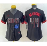 Women's Cincinnati Reds #44 Elly De La Cruz Number Black 2023 City Connect Cool Base Stitched Baseball Jersey3