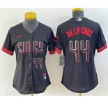Women's Cincinnati Reds #44 Elly De La Cruz Number Black 2023 City Connect Cool Base Stitched Baseball Jersey4