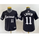 Youth Cincinnati Reds #11 Barry Larkin Black 'Gothic Queen City Edition' Vapor Premier Limited Stitched Baseball Jersey
