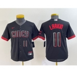 Youth Cincinnati Reds #11 Barry Larkin Number Black 2023 City Connect Cool Base Stitched Jersey2