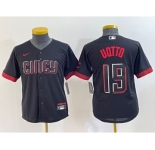 Youth Cincinnati Reds #19 Joey Votto Black 2023 City Connect Cool Base Stitched Jersey