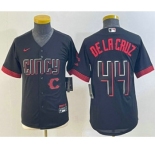 Youth Cincinnati Reds #44 Elly De La Cruz Black 2023 City Connect Cool Base Stitched Jersey