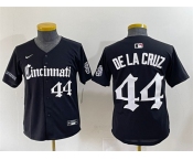 Youth Cincinnati Reds #44 Elly De La Cruz Black 'Gothic Queen City Edition' Vapor Premier Limited Stitched Baseball Jersey