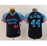 Youth Cincinnati Reds #44 Elly De La Cruz Number Navy 2024 All Star Limited Stitched Jersey