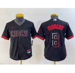 Youth Cincinnati Reds #8 Joe Morgan Black 2023 City Connect Cool Base Stitched Jersey 1