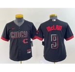 Youth Cincinnati Reds #9 Matt McLain Black 2023 City Connect Cool Base Stitched Jersey1