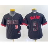Youth Cincinnati Reds #9 Matt McLain Number Black 2023 City Connect Cool Base Stitched Jersey