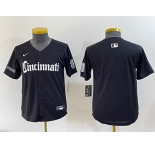 Youth Cincinnati Reds Blank Black 'Gothic Queen City Edition' Vapor Premier Limited Stitched Baseball Jersey