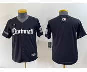Youth Cincinnati Reds Blank Black 'Gothic Queen City Edition' Vapor Premier Limited Stitched Baseball Jersey